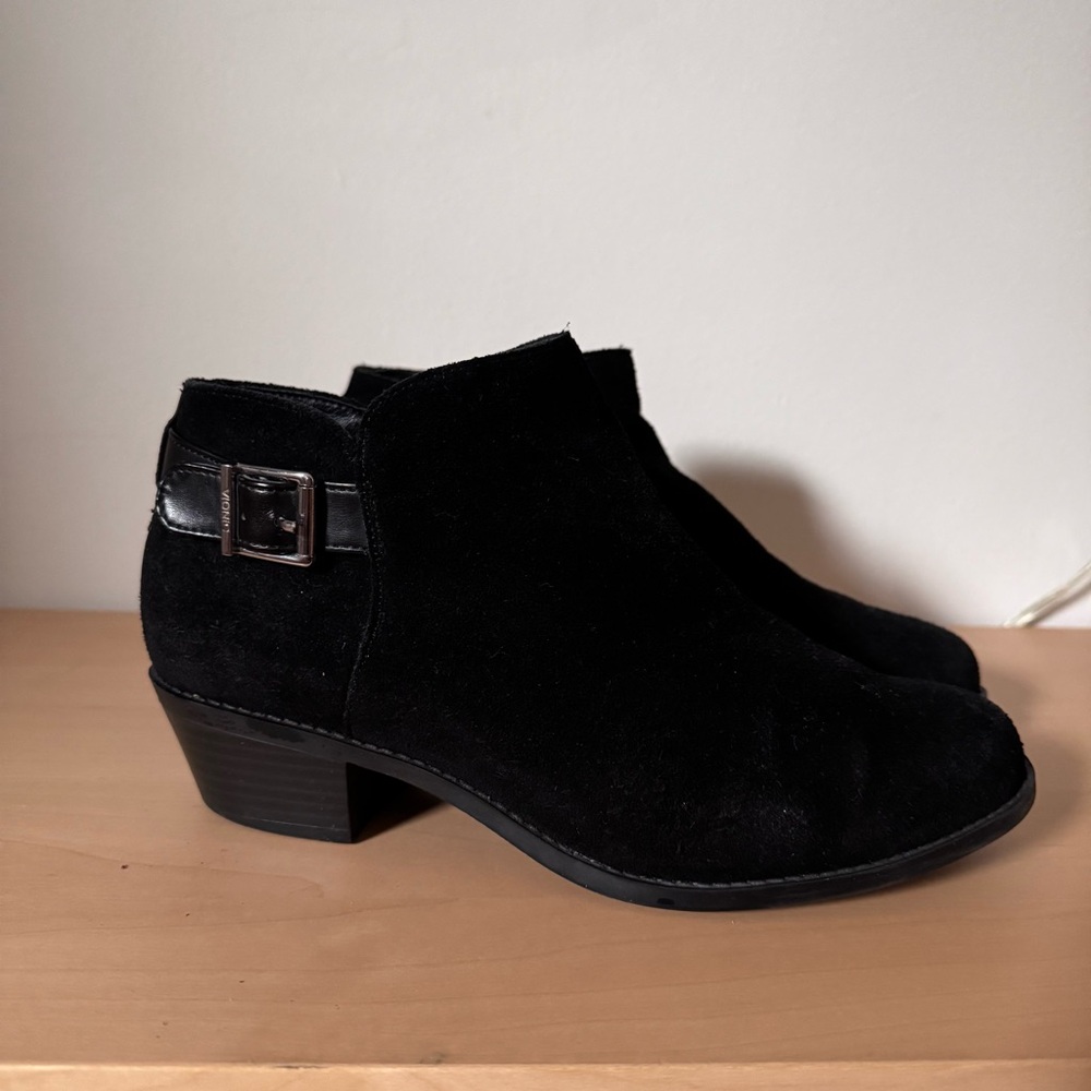 Vionic Millie Black Suede Ankle Booties, 8